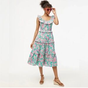 J. Crew Teal and Pink Floral Dress